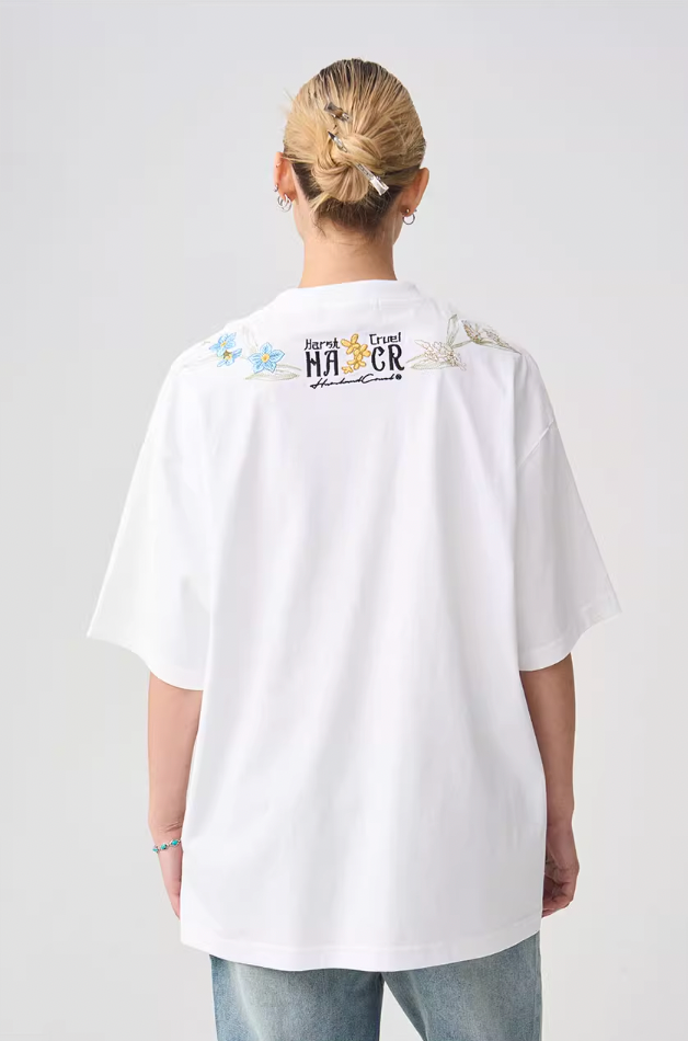 Harsh and Cruel Floral Collar Embroidery Tee