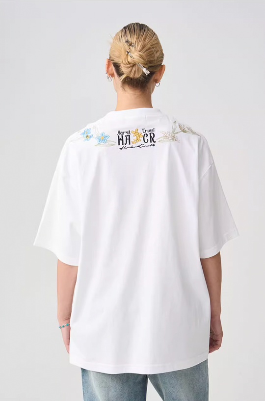 Harsh and Cruel Floral Collar Embroidery Tee