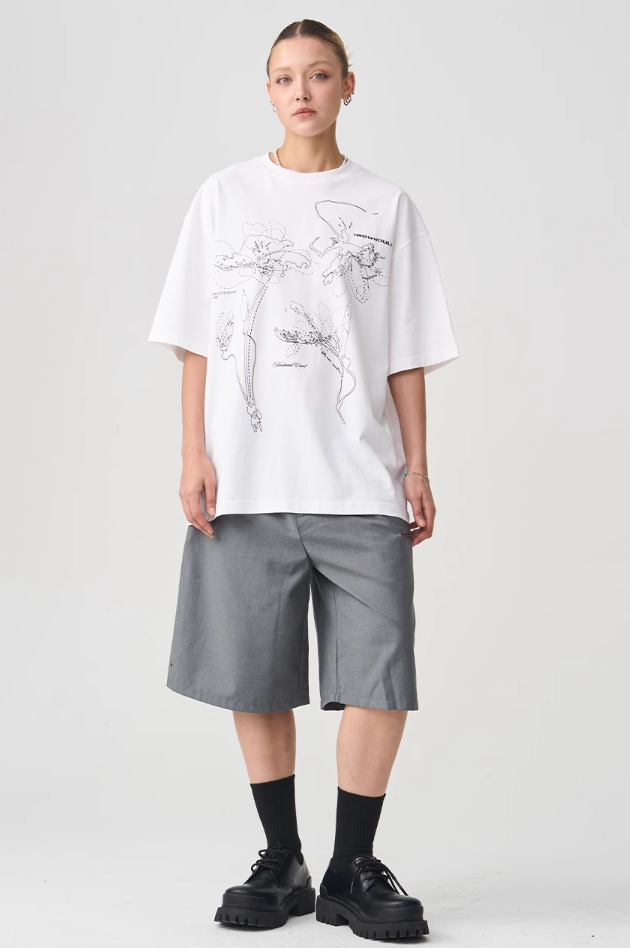 Harsh and Cruel Dotted Lines Flower Tee