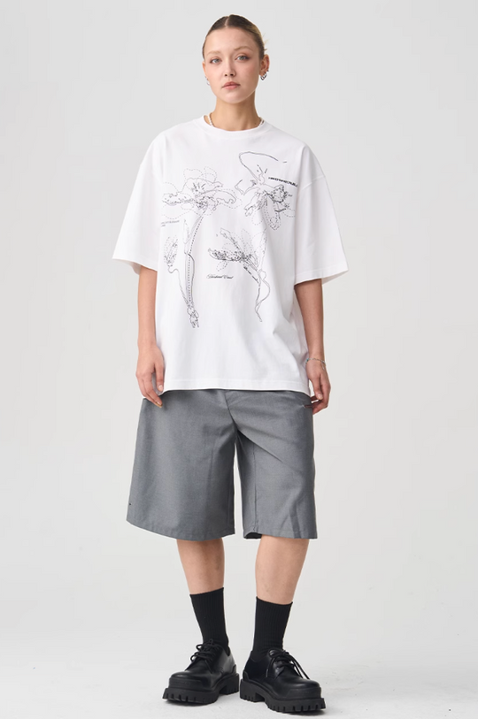 Harsh and Cruel Dotted Lines Flower Tee