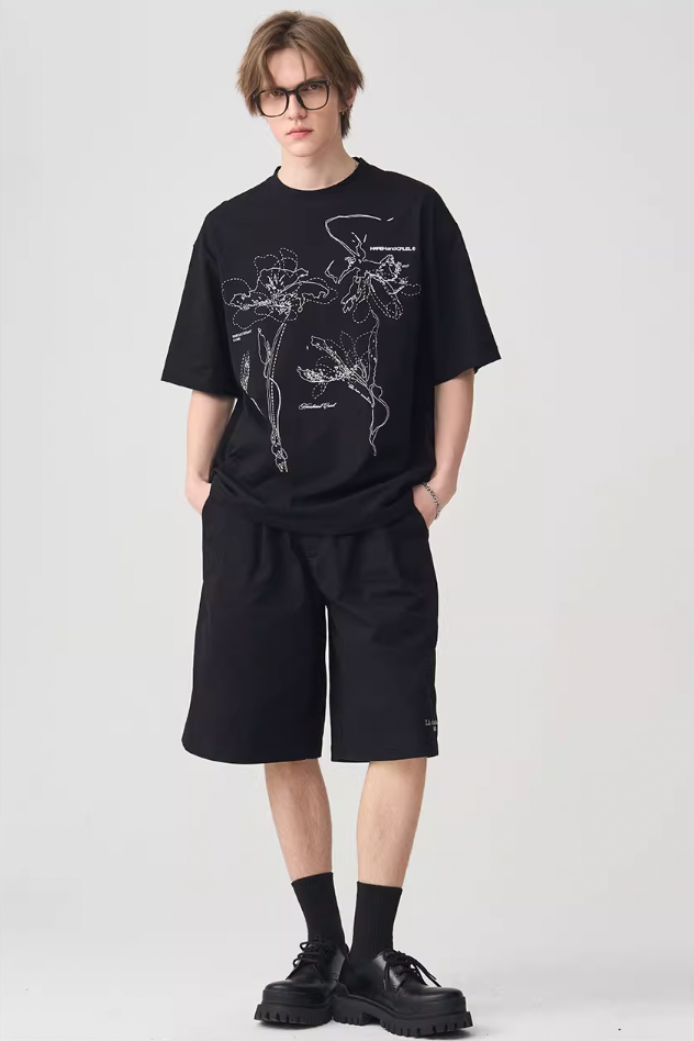 Harsh and Cruel Dotted Lines Flower Tee