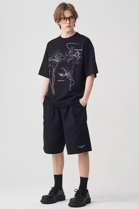 Harsh and Cruel Dotted Lines Flower Tee