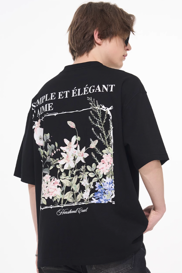 Harsh and Cruel Ink Illustration Floral Tee