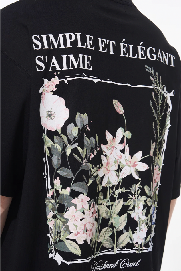 Harsh and Cruel Ink Illustration Floral Tee