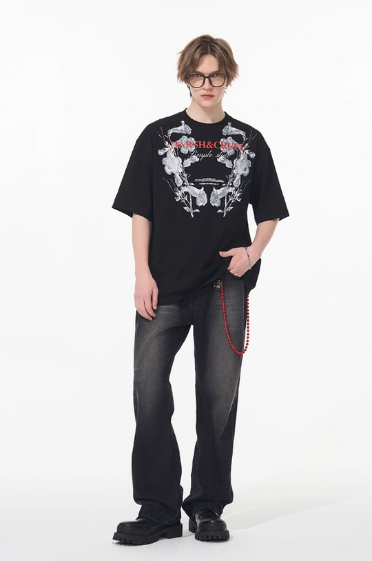 Harsh and Cruel Symmetrical Floral Print Tee