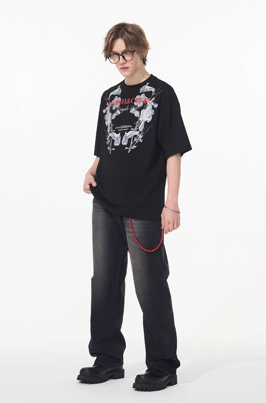 Harsh and Cruel Symmetrical Floral Print Tee