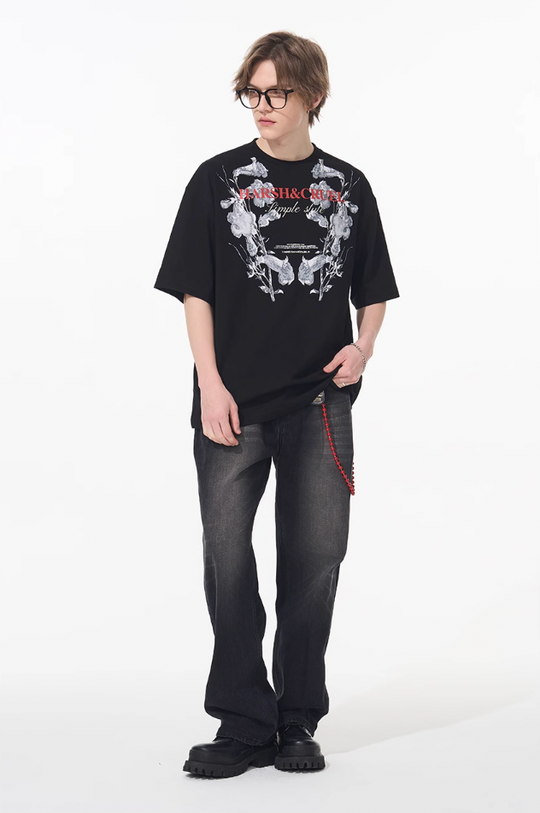 Harsh and Cruel Symmetrical Floral Print Tee