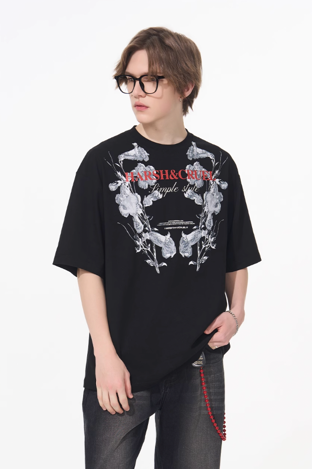 Harsh and Cruel Symmetrical Floral Print Tee