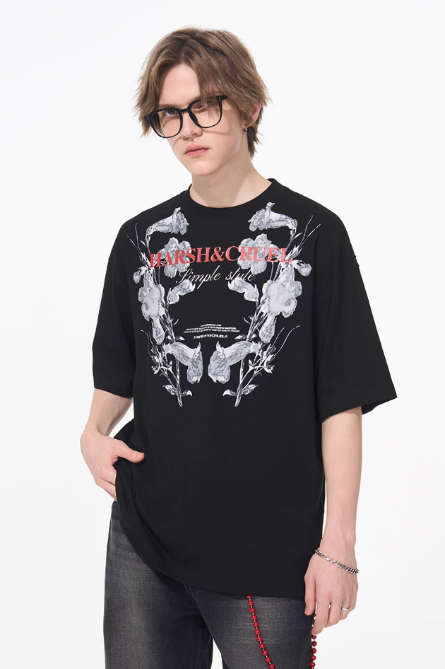 Harsh and Cruel Symmetrical Floral Print Tee