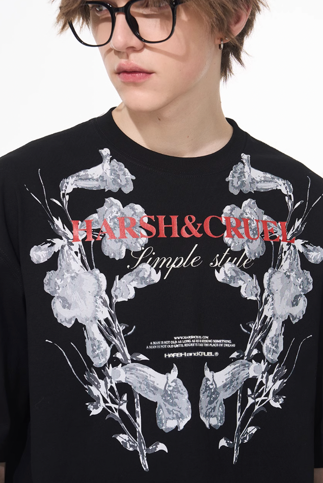Harsh and Cruel Symmetrical Floral Print Tee