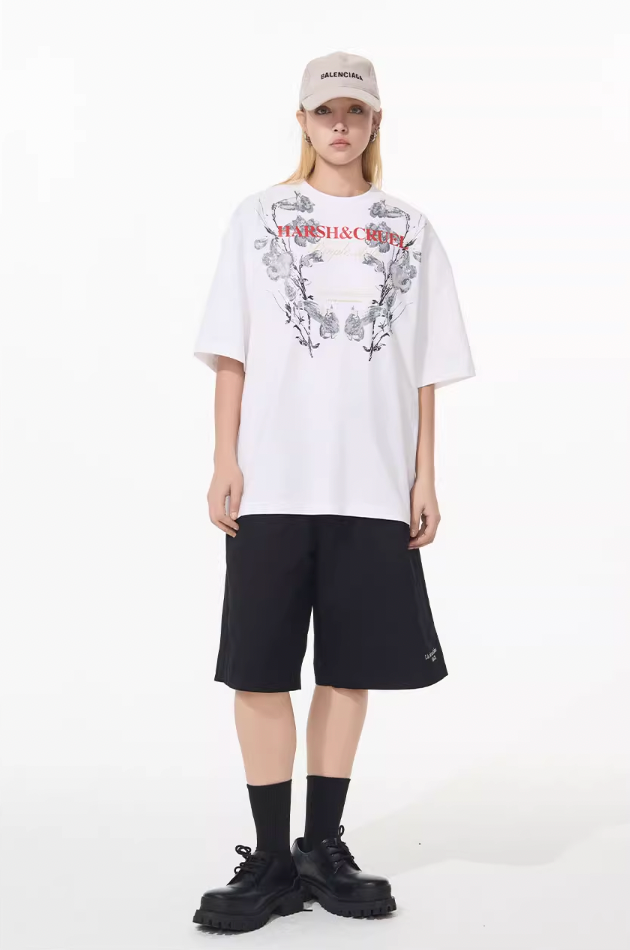 Harsh and Cruel Symmetrical Floral Print Tee