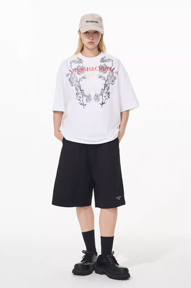 Harsh and Cruel Symmetrical Floral Print Tee