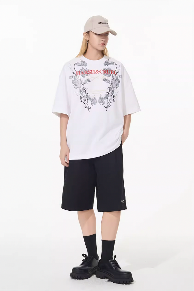 Harsh and Cruel Symmetrical Floral Print Tee