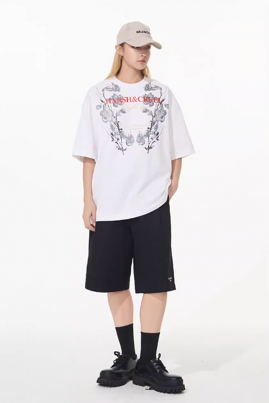 Harsh and Cruel Symmetrical Floral Print Tee