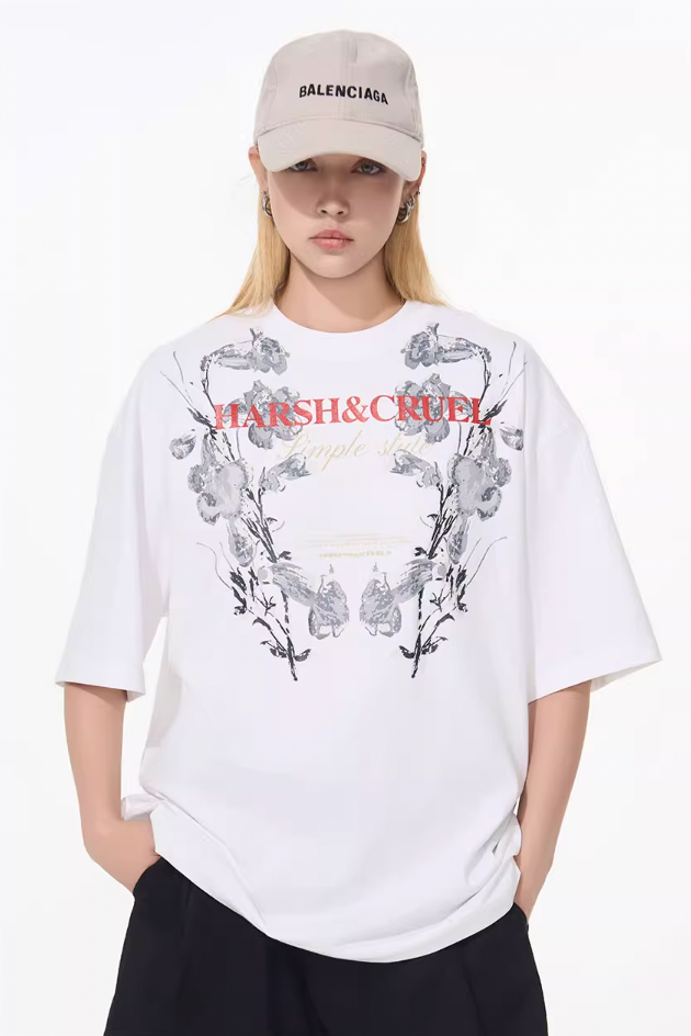 Harsh and Cruel Symmetrical Floral Print Tee