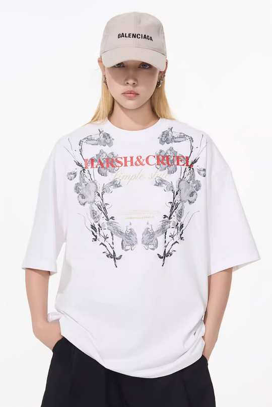 Harsh and Cruel Symmetrical Floral Print Tee