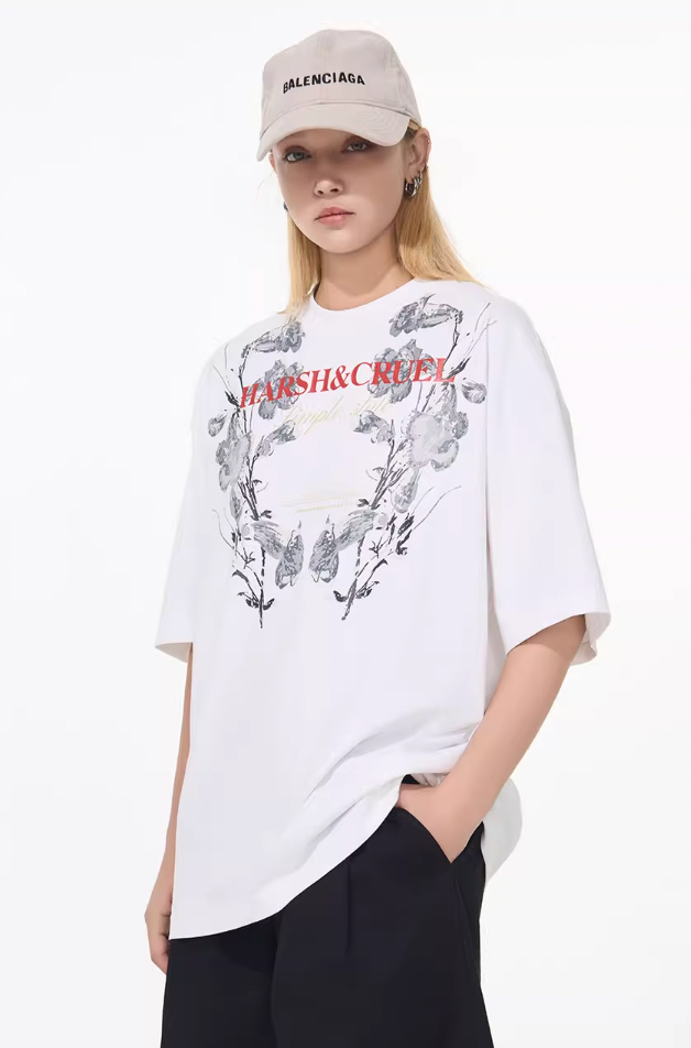 Harsh and Cruel Symmetrical Floral Print Tee