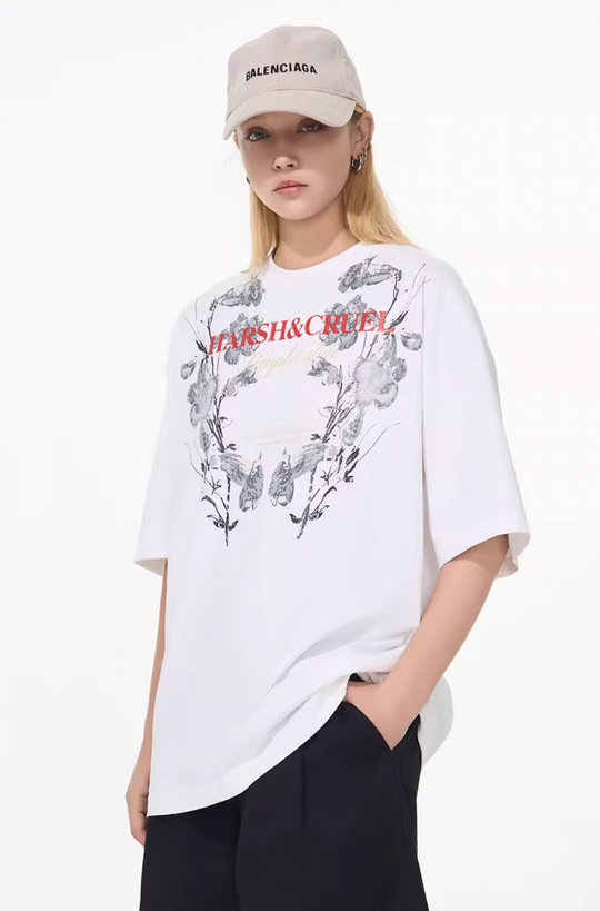 Harsh and Cruel Symmetrical Floral Print Tee