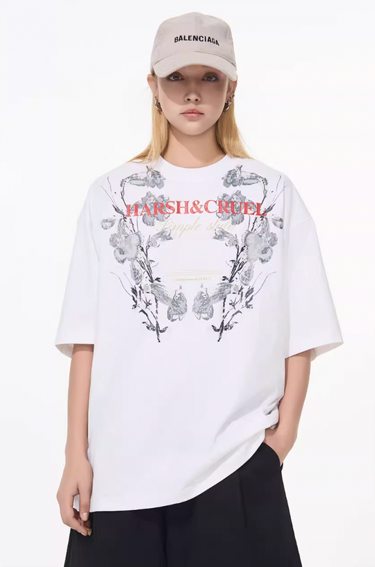 Harsh and Cruel Symmetrical Floral Print Tee