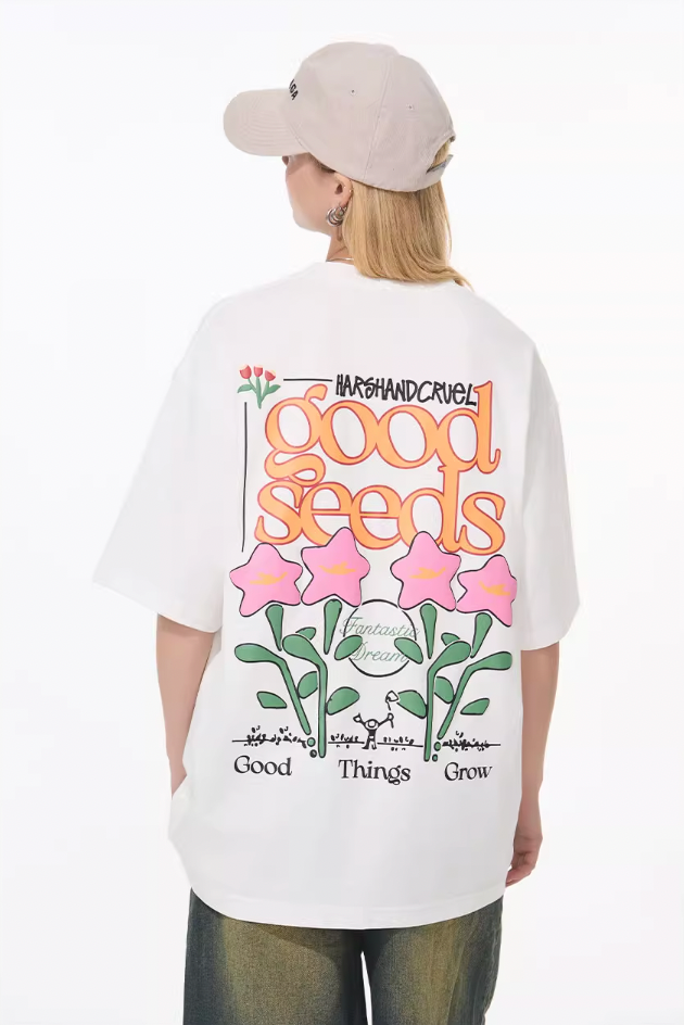 Harsh and Cruel Puff Print Flowers Tee