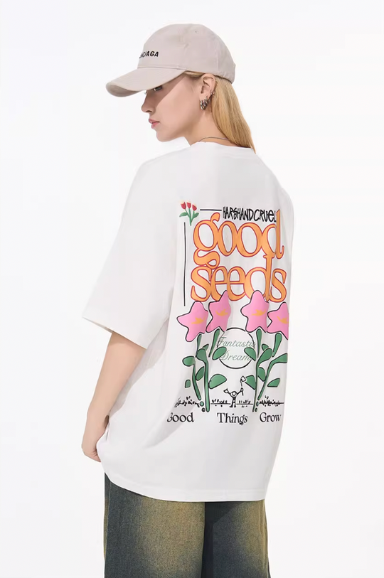 Harsh and Cruel Puff Print Flowers Tee
