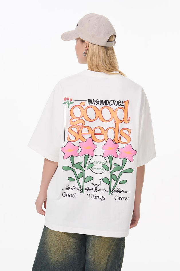 Harsh and Cruel Puff Print Flowers Tee