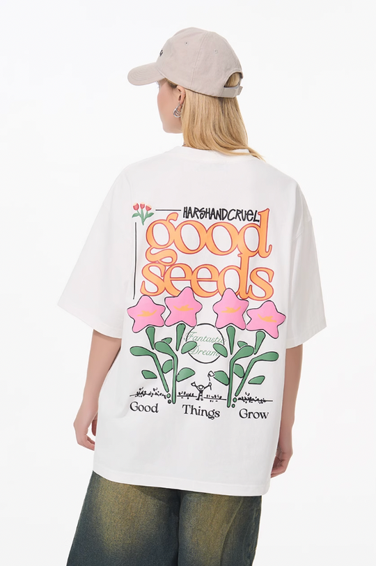 Harsh and Cruel Puff Print Flowers Tee