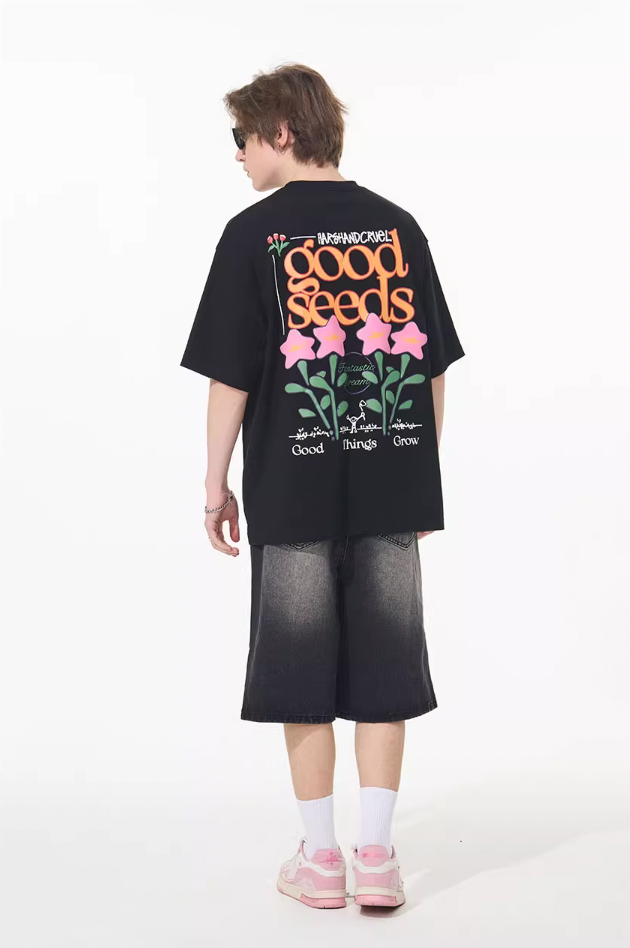 Harsh and Cruel Puff Print Flowers Tee