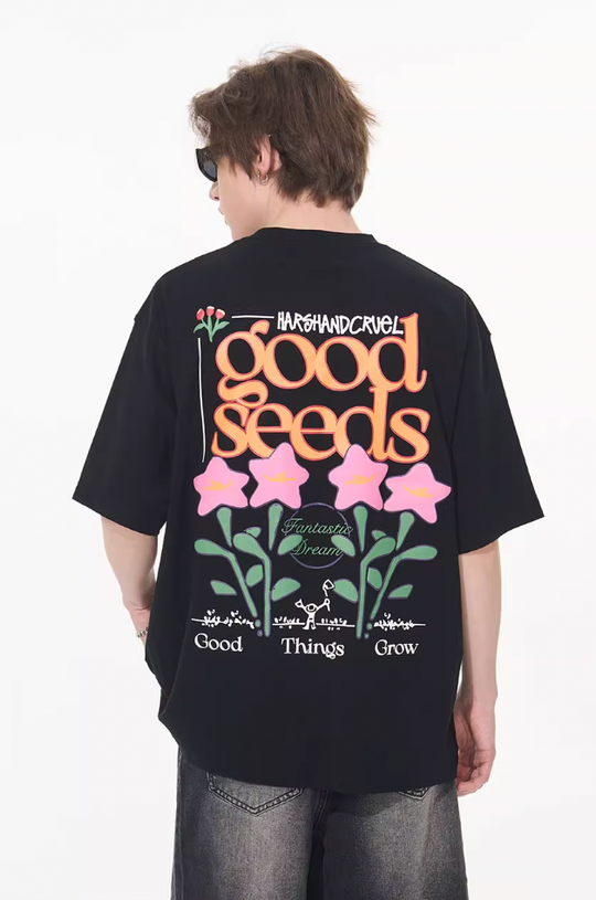 Harsh and Cruel Puff Print Flowers Tee