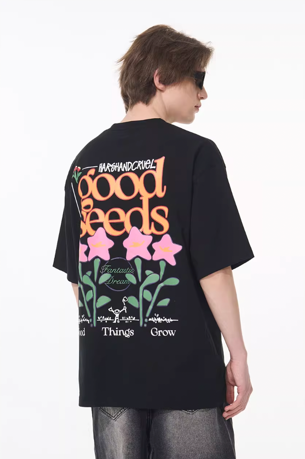 Harsh and Cruel Puff Print Flowers Tee