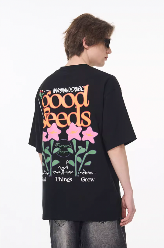 Harsh and Cruel Puff Print Flowers Tee