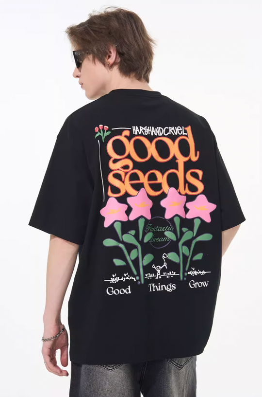 Harsh and Cruel Puff Print Flowers Tee