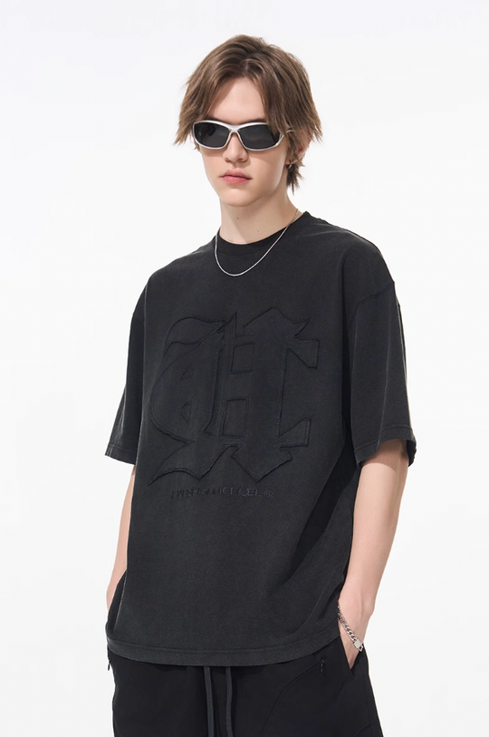 Harsh and Cruel 3D Gothic Embroidery Washed Tee