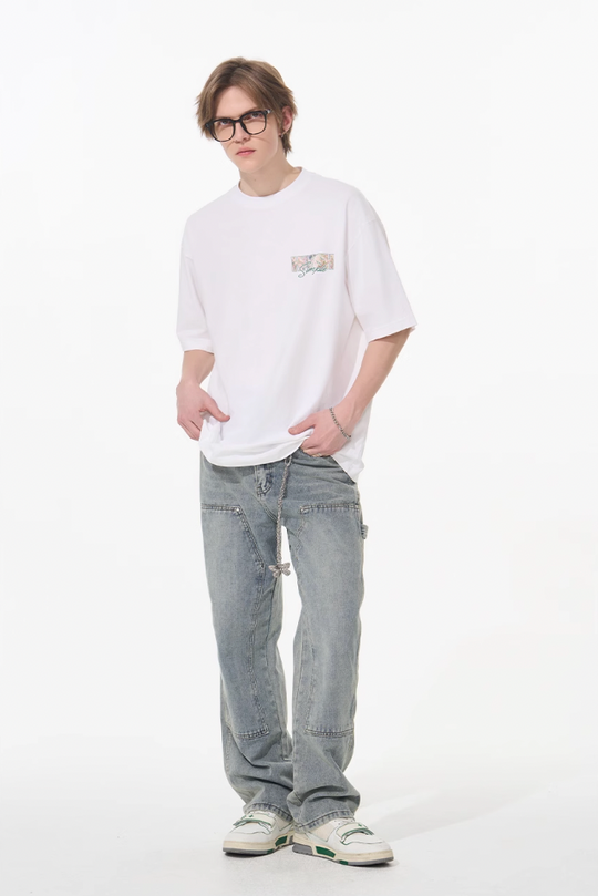 Harsh and Cruel Font Art Oil Painting Floral Tee