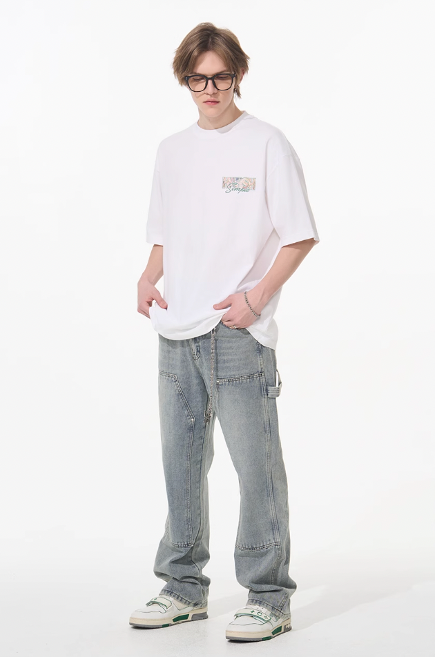 Harsh and Cruel Font Art Oil Painting Floral Tee