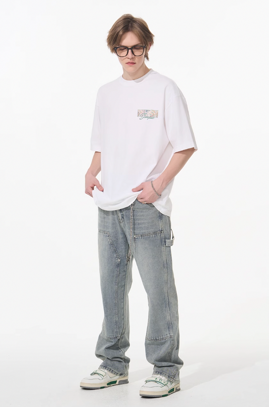 Harsh and Cruel Font Art Oil Painting Floral Tee