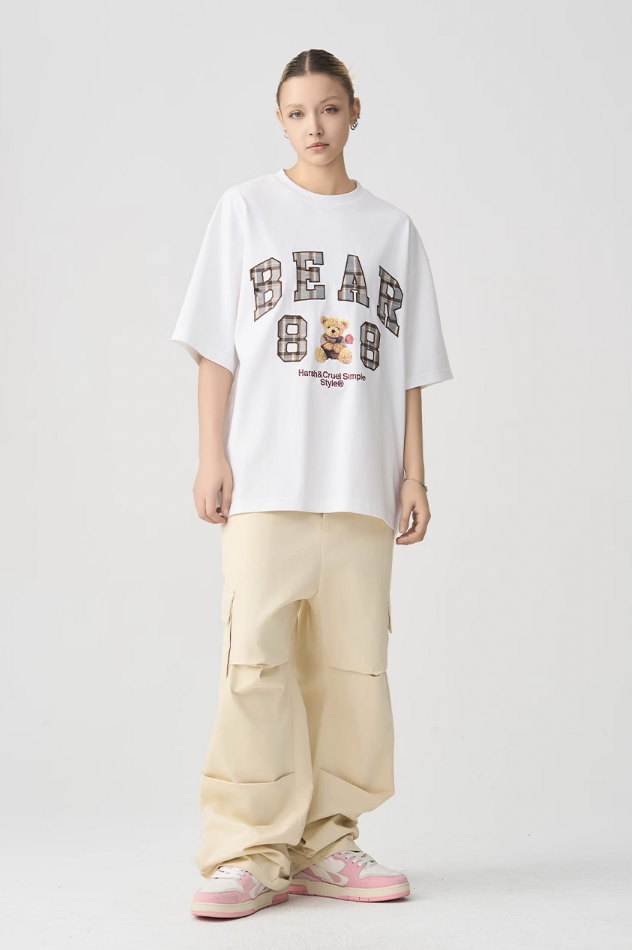 Harsh and Cruel Plaid Print Teddy Bear Tee