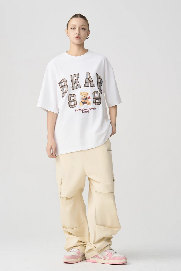 Harsh and Cruel Plaid Print Teddy Bear Tee