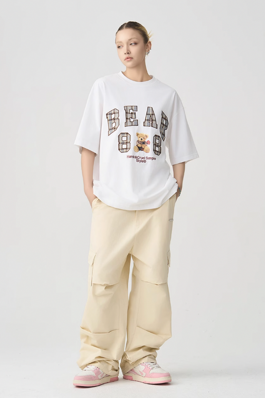 Harsh and Cruel Plaid Print Teddy Bear Tee