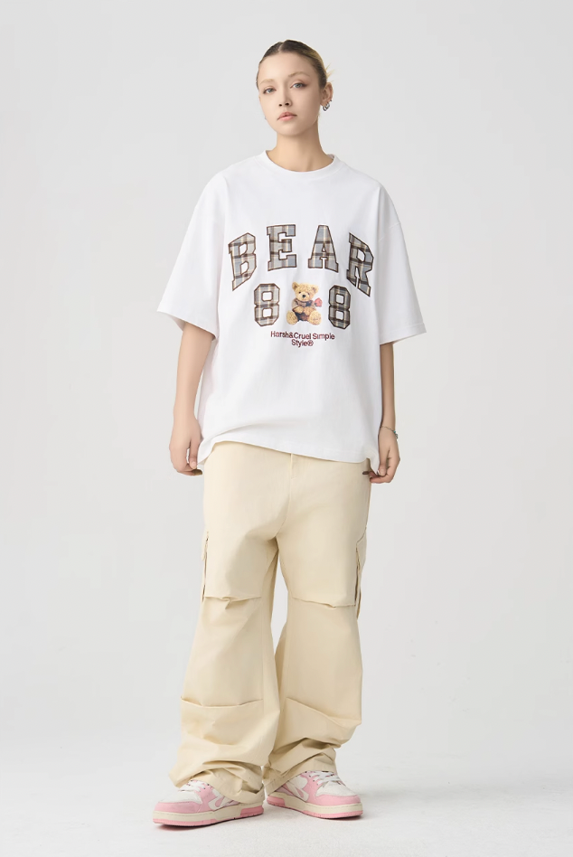 Harsh and Cruel Plaid Print Teddy Bear Tee