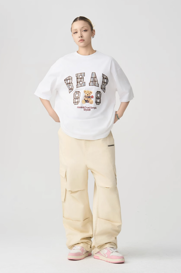 Harsh and Cruel Plaid Print Teddy Bear Tee