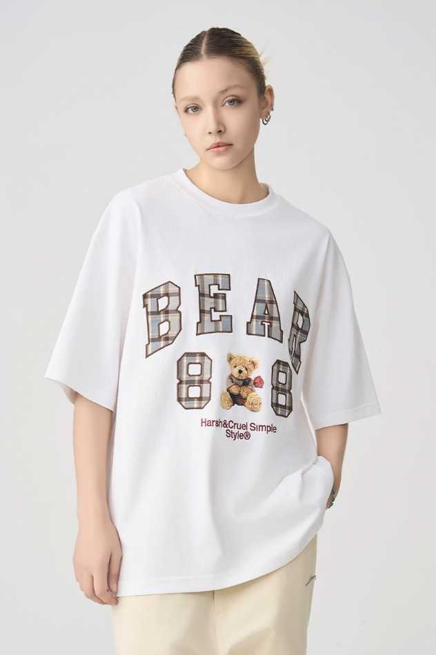 Harsh and Cruel Plaid Print Teddy Bear Tee