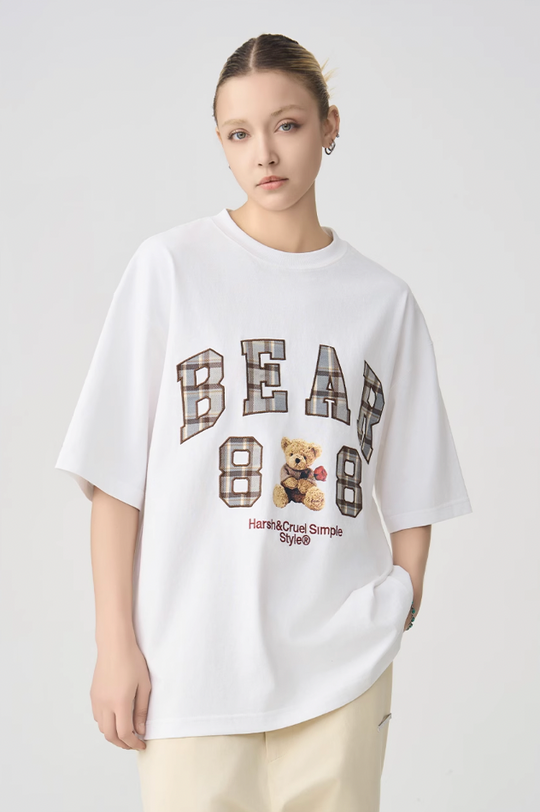 Harsh and Cruel Plaid Print Teddy Bear Tee