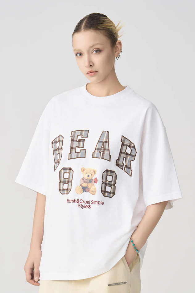 Harsh and Cruel Plaid Print Teddy Bear Tee