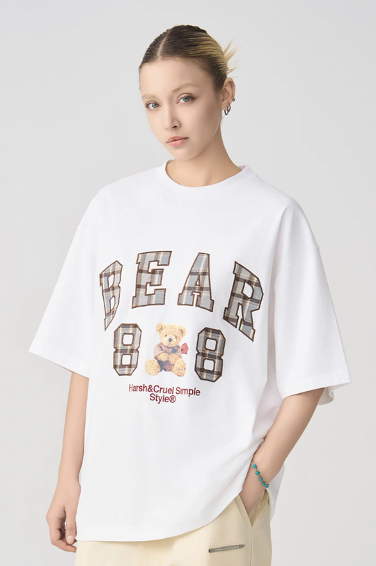 Harsh and Cruel Plaid Print Teddy Bear Tee