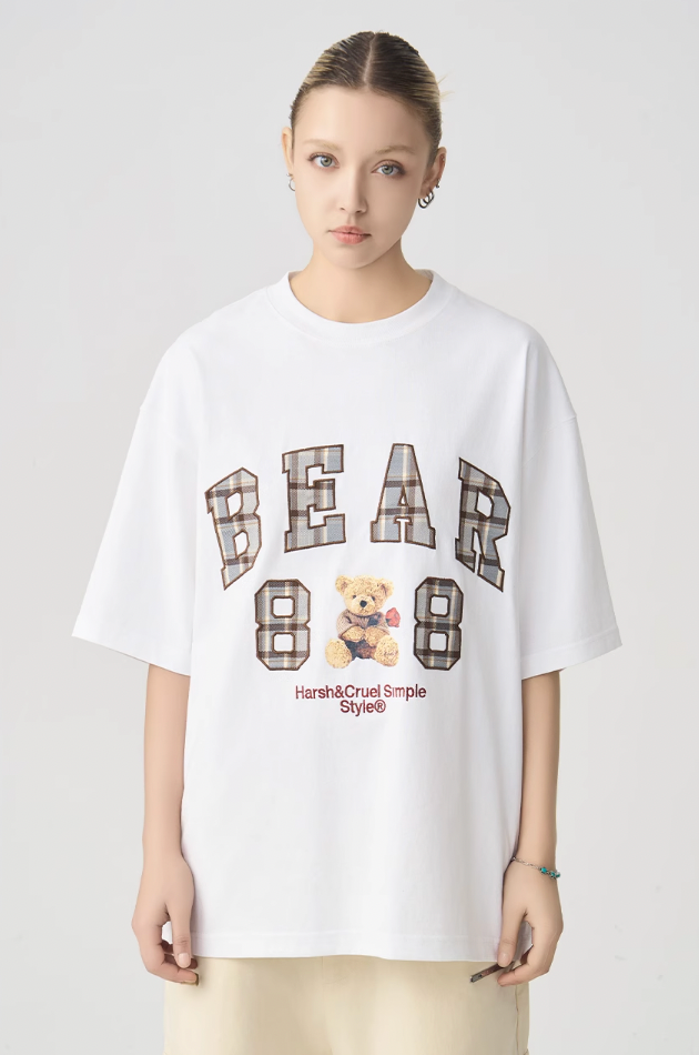 Harsh and Cruel Plaid Print Teddy Bear Tee