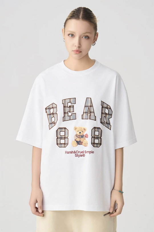 Harsh and Cruel Plaid Print Teddy Bear Tee