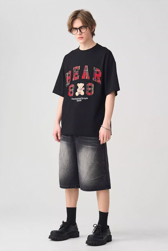 Harsh and Cruel Plaid Print Teddy Bear Tee