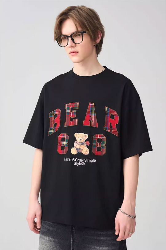Harsh and Cruel Plaid Print Teddy Bear Tee