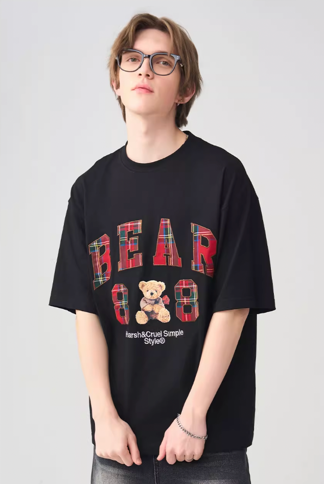 Harsh and Cruel Plaid Print Teddy Bear Tee
